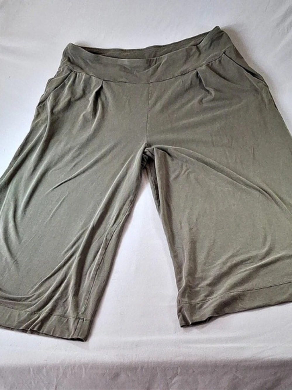 Patagonia Kamala Cropped Pants Large L Basin Green Wide Leg Cotton Knit 56625